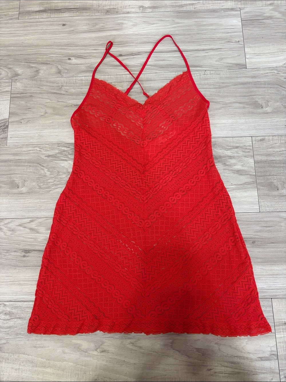 Victoria's Secret Red Lace Mini Slip Dress